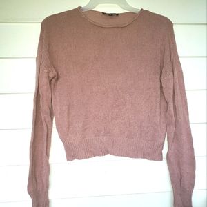 Mauve short Lulu's sweater , crop, long sleeve knit round neck